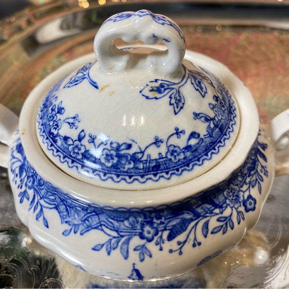 Villeroy & Boch "BURGENLAND BLUE" Mini SUGAR & CREAMER Mettlach Green Backstamp - Picture 4 of 11